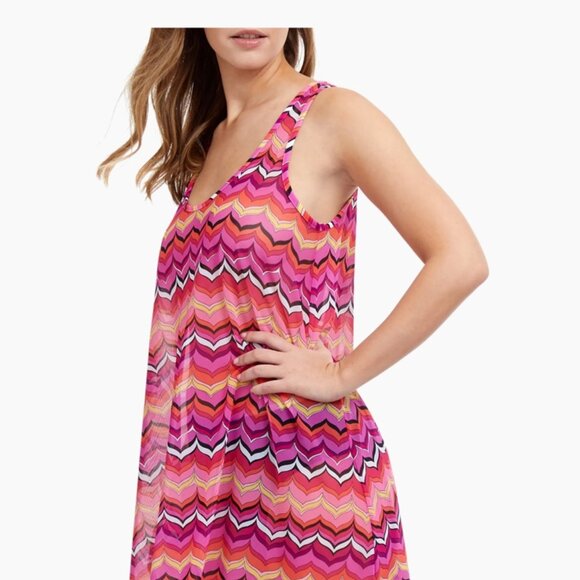 NWT PROFILE BY GOTTEX PALM SPRINGS HIGH LOW MESH BEACH DRESS COVER UP - Picture 4 of 7